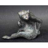 Continental School, a verdigris patinated bronze, of a monkey, 12.