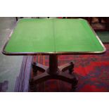 A 19th century style card table, the hinged top enclosing a lined playing surface,