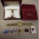 A lady's Rotary wristwatch, gold plated, paste set,