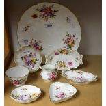 A Royal Crown Derby Posies pattern footed dish; a Posies pattern cream jug and sugar bowl;