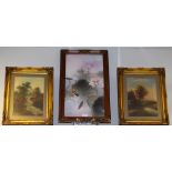 English School A pair, Rural Scenes unsigned, oils on canvas, swept frames; another,