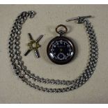 A Henry Moser and Co late 19th century steel pocket watch, non reflective dial in black,