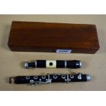 A coromandel piccolo, nickel-plate keys and mount, 30cm long, mahogany case,