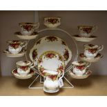 A Royal Albert Old Country Roses pattern six piece tea set, comprising cups, saucers, side plates,