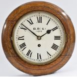 Railway Interest - an oak circular British Rail station timepiece,