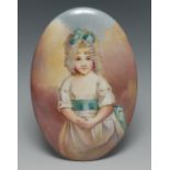 A Paragon porcelain oval plaque, painted after J. Hoppner R.A. signed F.