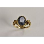 A certified Sri Lanka (Ceylon) sapphire solitaire ring, cushion cut pale blue sapphire,