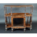 A Victorian walnut and marquetry break-centre music room side cabinet,