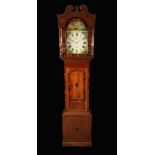 A George/William IV mahogany crossbanded oak longcase clock, 33.