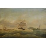 Ernest Poulson (Marine Artist, 1836 - 1835) Off the Coast of Bermuda signed, titled to verso,