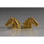 A pair of 18ct gold horse's head cufflinks, folding action, stamped JR 750, 22.