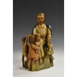 A Continental polychrome carving, of Christ the Good Shepherd, 24cm high,