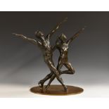 Anita Lafford, a brown patinated bronze, Jayne Torvill & Christopher Dean, signed in the maquette,