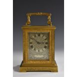 A 19th century gilt brass carriage clock, 6.