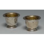 Paul Storr - a pair of William IV silver urnular salts, gilt interiors,