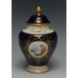 A Coalport Named View pot pourri vase, inner cover and domed cover, painted by E.O.