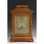 A late 19th century German oak bracket clock, by Gustav Becker,