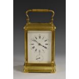 A 19th century gilt brass repeating alarum carriage clock, 6.