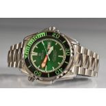 Deep Blue - a Pro Aqua 1500 Diver automatic wristwatch, green metallic dial, tapering block batons,