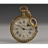 A Louis XVI gold and amethyst guilloché enamel pair case pocket watch, by A: Jaquet, à Paris, 3.