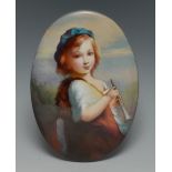 A Paragon porcelain oval plaque, painted after Robert Herdman R.S.A. signed F.