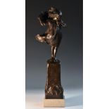 Robin Shippard (early 20th century), a brown patinated bronze, of a girl holding a puppy,