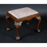 A Chippendale Revival mahogany stool, drop-in seat, cabriole legs,
