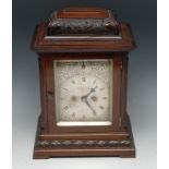 A Chippendale Revival mahogany bracket clock, 12.