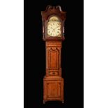 A William IV oak, mahogany, burr maple and marquetry longcase clock, 29.