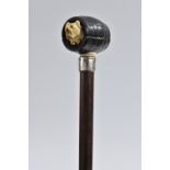 A Victorian silver mounted gentleman's novelty walking cane,