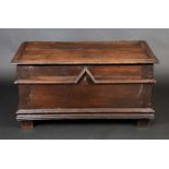 An 18th century continental elm blanket chest, probably German, hinged top,