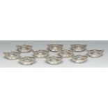 A set of ten American sterling silver boat shaped sweetmeat dishes,