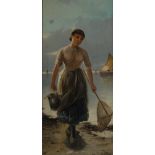 E. Folli (Continental School, 19th century) Catch of the Day signed, oil, 49.5cm x 22.