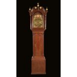 A George III oak longcase clock, 30cm square brass dial inscribed Pattison, Halifax,