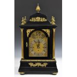 A substantial Victorian ormolu mounted ebonised musical bracket clock,