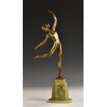 Josef Lorenzl (1892 - 1950), a silvered bronze, of an Art Deco nude dancer,