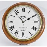 A 19th century mahogany circular military wall clock, 34.