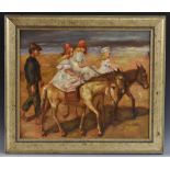 English School (20th Century) The Donkey Ride oil on canvas, 48.