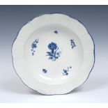 A Worcester The Gilliflower pattern circular plate, ozier-moulded border,