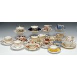 Twelve various English porcelain teacups and saucer, comprising four teacups,