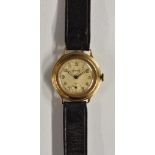 Accurist - a vintage 1940s 9ct gold cased wristwatch, silvered dial, Arbic numerals, minute track,