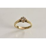 A diamond solitaire ring, round brilliant cut diamond approx 0.