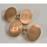 A pair of 9ct gold oval cufflinks,