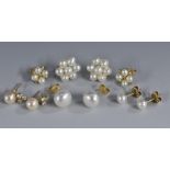 Earrings - a pair of cultured pearl ear stud earrings- others similar, clusters, etc,