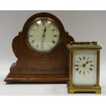 An Edwardian mahogany and marquetry mantel clock, c.