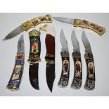Franklin Mint Collector Knives including Billy the Kid, Bat Masterson, Wyatt Earp, Robert E.