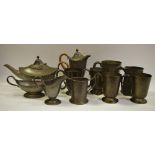 Pewter - a Liberty four piece coffee setting pattern no.