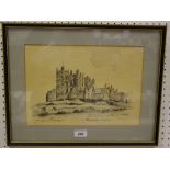 D Litchfield, Bolsover Castle, ink sketch, signed,