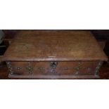A 19th century Colonial rectangular document box, hinged cover enclosing a till,
