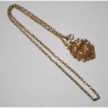 A 9ct gold fob and chain,